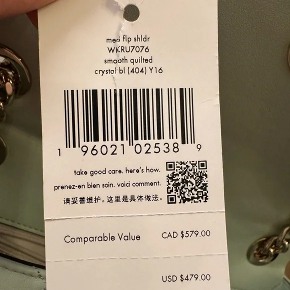 KATE SPADE NATALIA MEDIUM FLAP CROSSBODY SHOULDER CRYSTAL BLUE LEATHER BAG - Picture 11 of 16